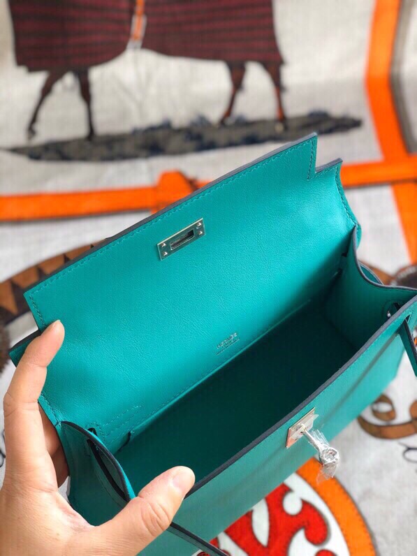 에르메스 미니 켈리백22 베르트베로나 은장 스위프트